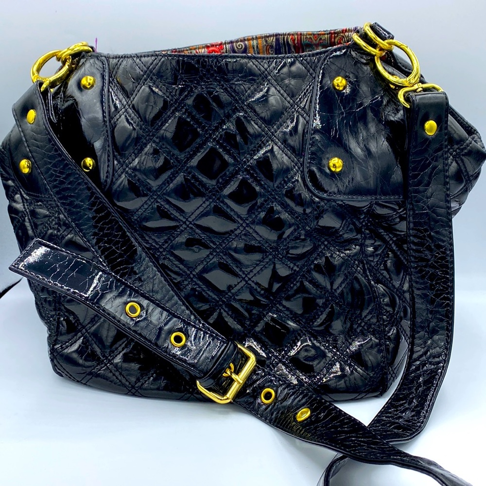 Big Buddah Quilt Pattern Faux Leather Shoulder Bag
